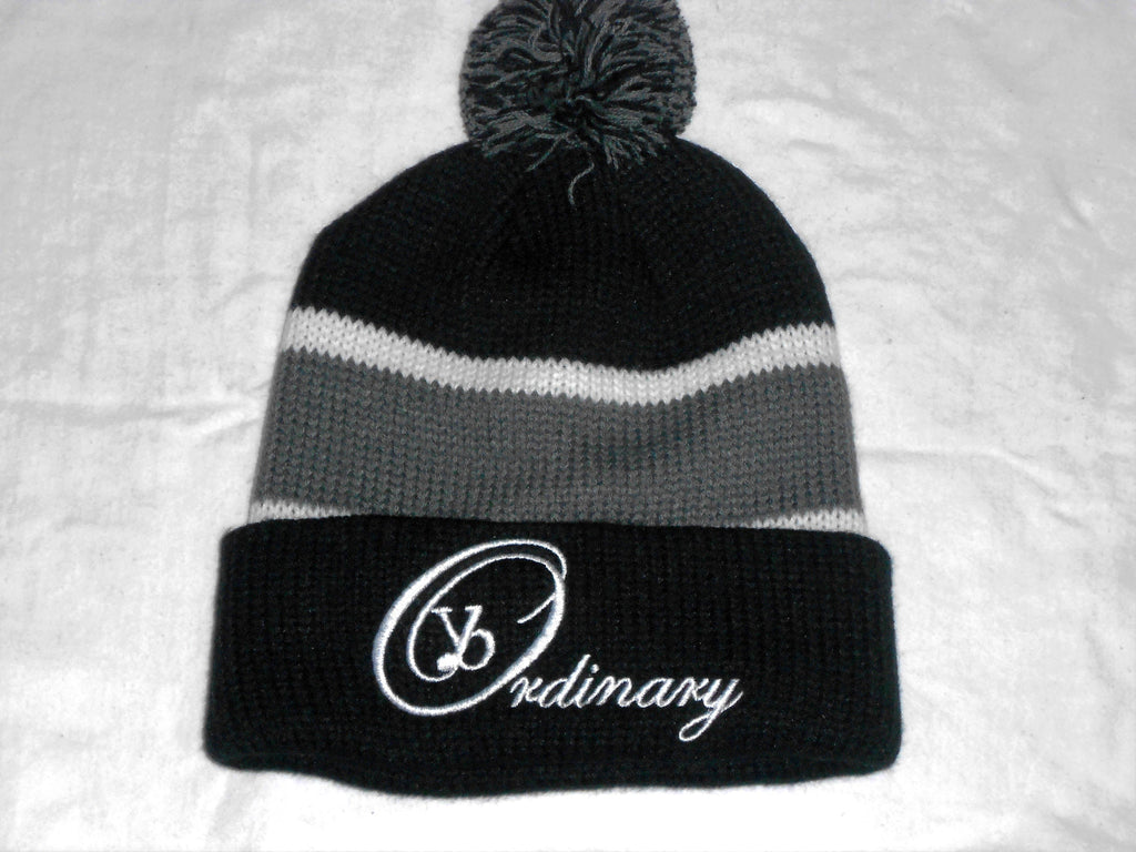 Winter Striped Beanie with Pom (Different Colors Available) - yb Ordinary Clothing