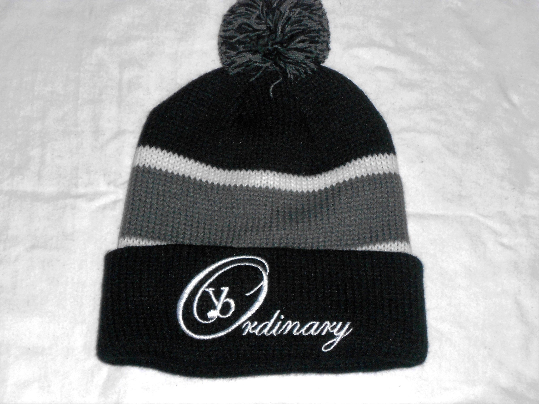 Winter Striped Beanie with Pom (Different Colors Available) - yb Ordinary Clothing
