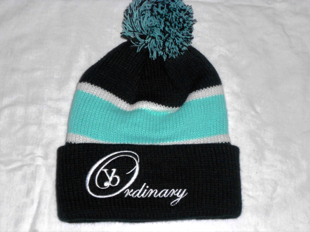 Winter Striped Beanie with Pom (Different Colors Available) - yb Ordinary Clothing
