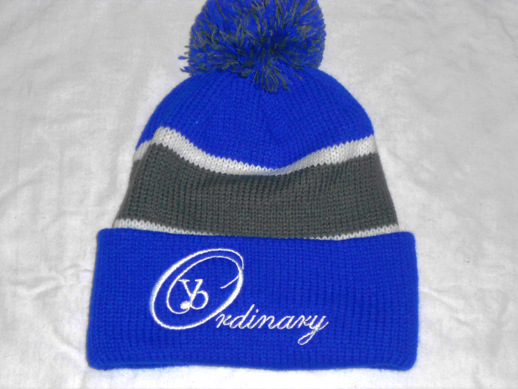 Winter Striped Beanie with Pom (Different Colors Available) - yb Ordinary Clothing