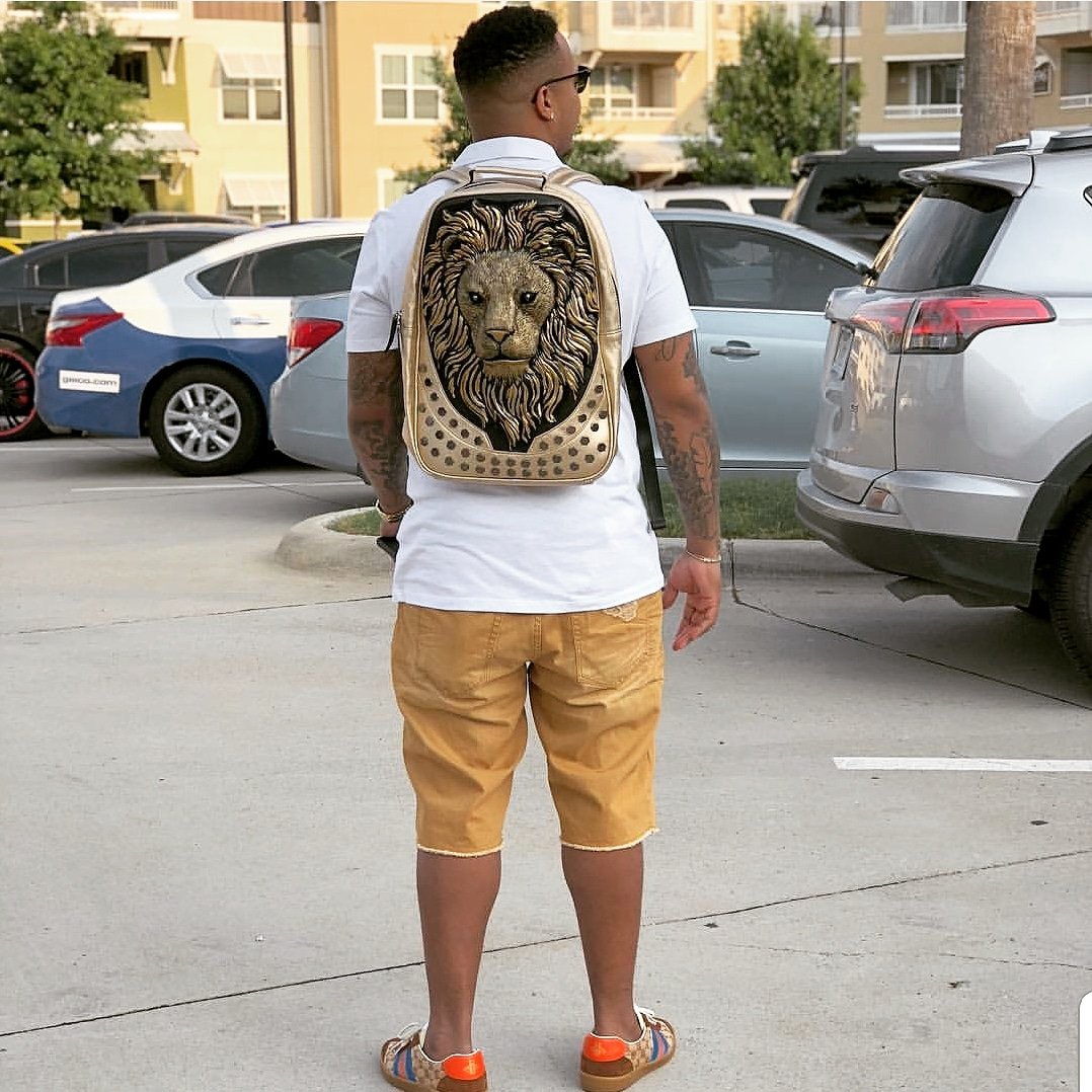 ybOrdinary - 3D Emboss Lion Head Backpack (Different Colors Available)