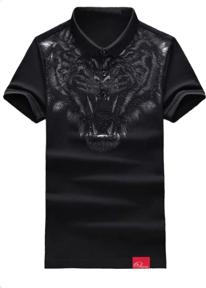 ybOrdinary - Studded Tiger Print Polo