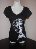 ybOrdinary- Women's "Up In Smoke" V -Neck Baby Doll T-Shirt - yb Ordinary Clothing
