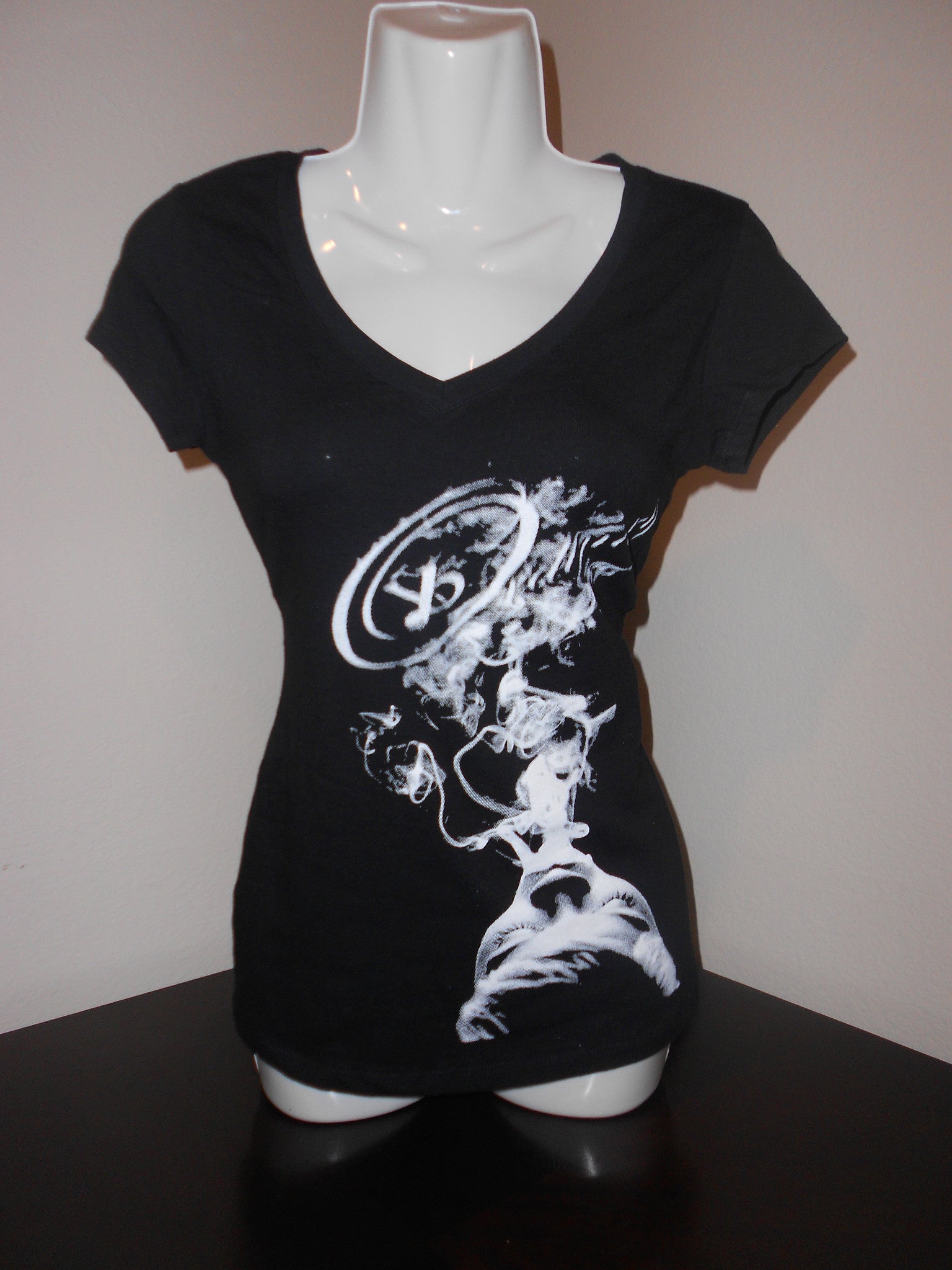 ybOrdinary- Women's "Up In Smoke" V -Neck Baby Doll T-Shirt - yb Ordinary Clothing
